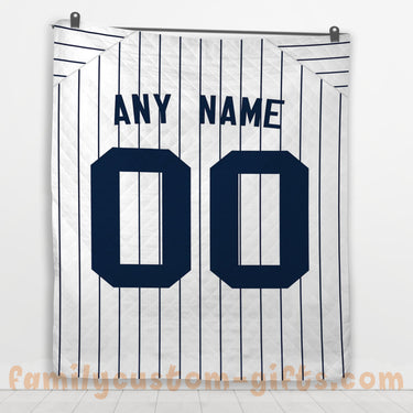 Custom Premium Quilt Blanket New York Jersey Baseball Personalized Quilt Gifts for Her & Him